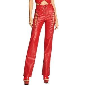 I AM GIA red lace leather pants